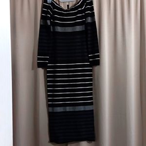 Buffalo David Bitton stripe off the shoulder long sleeve bodycon dress size xs